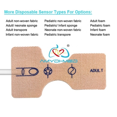 Custom White Adult Finger Clip Disposable Spo2 Sensor for Medical Materials Accessories and 7 Pin Connector