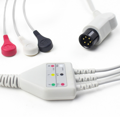 2.4M Cable 0.9M Leads 10 Lead Ecg Cable Round 6 Pin Surgical Supplies