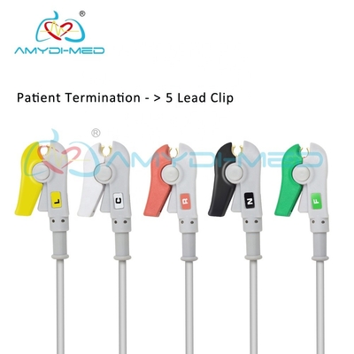 Instrument ECG Cable And Leadwires 5 Leads Clip IEC AHA Mindray Ecg Cable