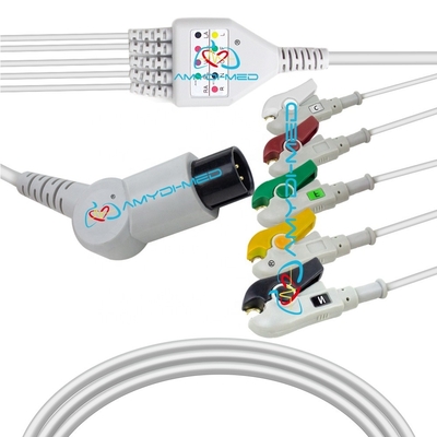 Round 6P ECG Cable And Leadwires SPACELABS Customized 5 Lead Ecg Cable