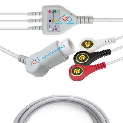 Medical ECG Cables And Leadwires Philips 3 Lead Ecg Cable Newtech M1280A M1722A HP