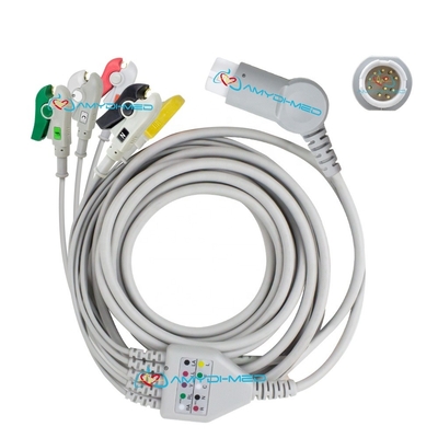 Electrode Clip 3 Lead Ecg Cable Round 12P TPU Jacket Customizable