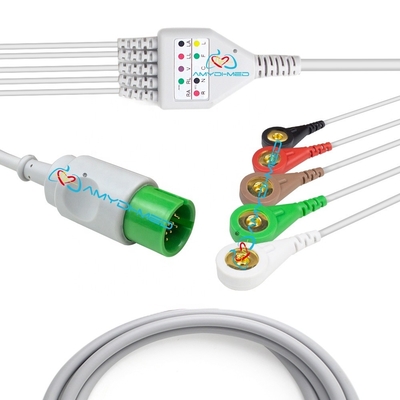 Hospital SPACELABS ECG Cable With Leadwire Round 17P 5 Lead Snap OEM