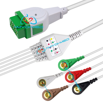 11Pin GE V100 Solar 8000 Dash1000 ECG Cable Electrode Snaps Plug TPU Cable 2.4M Cable 0.9m Leads