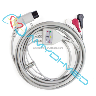 6-Pin 5-Lead for Compatible GE Medical  ECG Cable Grounding Connection Wire and Electrode Snaps