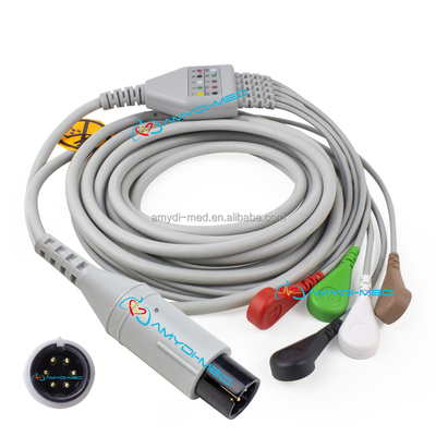 6-Pin 5-Lead for Compatible GE Medical  ECG Cable Grounding Connection Wire and Electrode Snaps