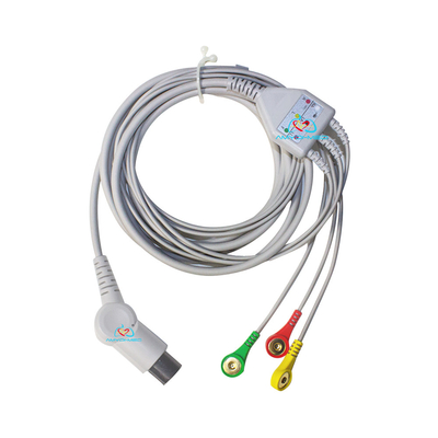 Mindray Edan Bolight GE 6 Pin Medical Ecg EKG Cable With Snap / Grabber 3 Leads 5 Leads 4.0 Banana IEC AHA ECG Patient Cable