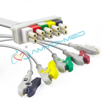 PH ECG Lead Wires 0.9 Meter ECG Cables And Leadwires Gray 5 Lead Clip AHA