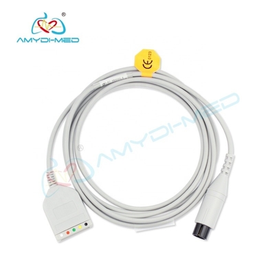Medical ECG Truck Cable 5 Lead Yoke Grey 3 Years TPU ECG Cable for Medical Materials Accessories
