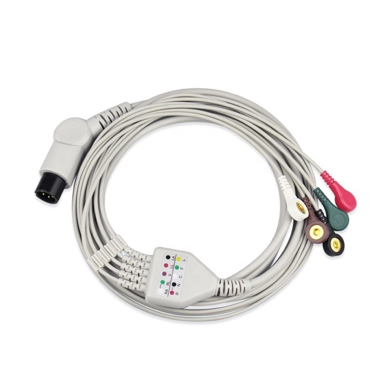 2.4 Meter Ecg Cable 3 Lead Eco Friendly High Precision For Mindray
