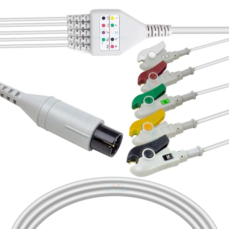 Instrument ECG Cable And Leadwires 5 Leads Clip IEC AHA Mindray Ecg Cable