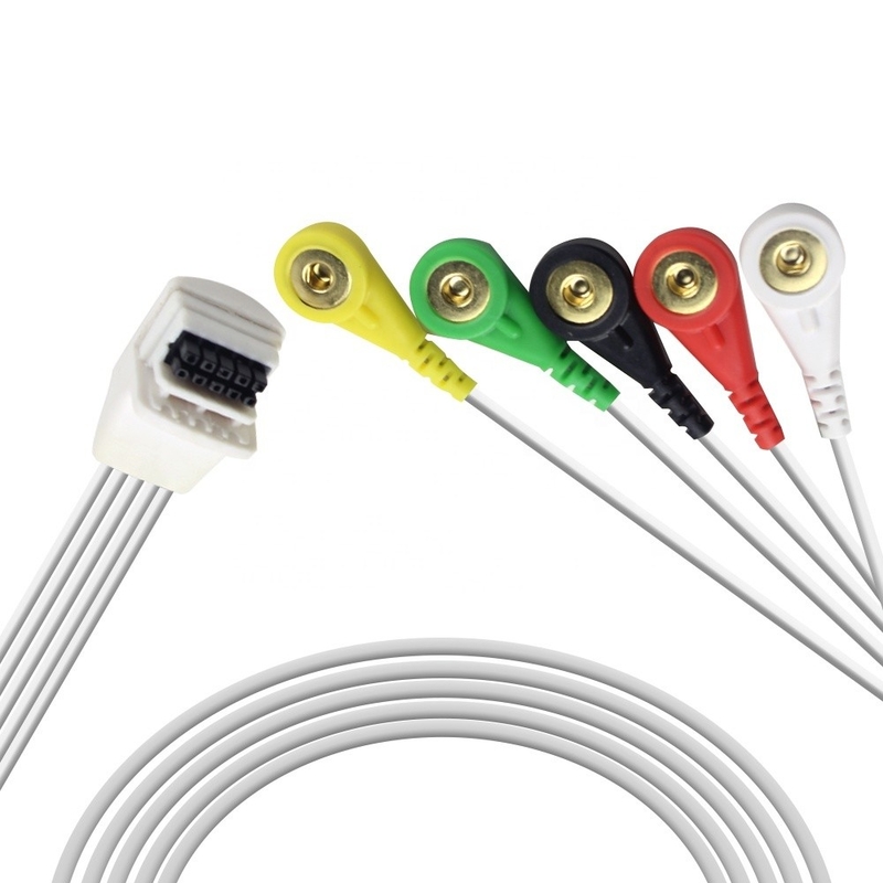 Mortala H3 ECG Holter Cable 5 Lead Snap AHA Holter Lead Wires Medical Materials