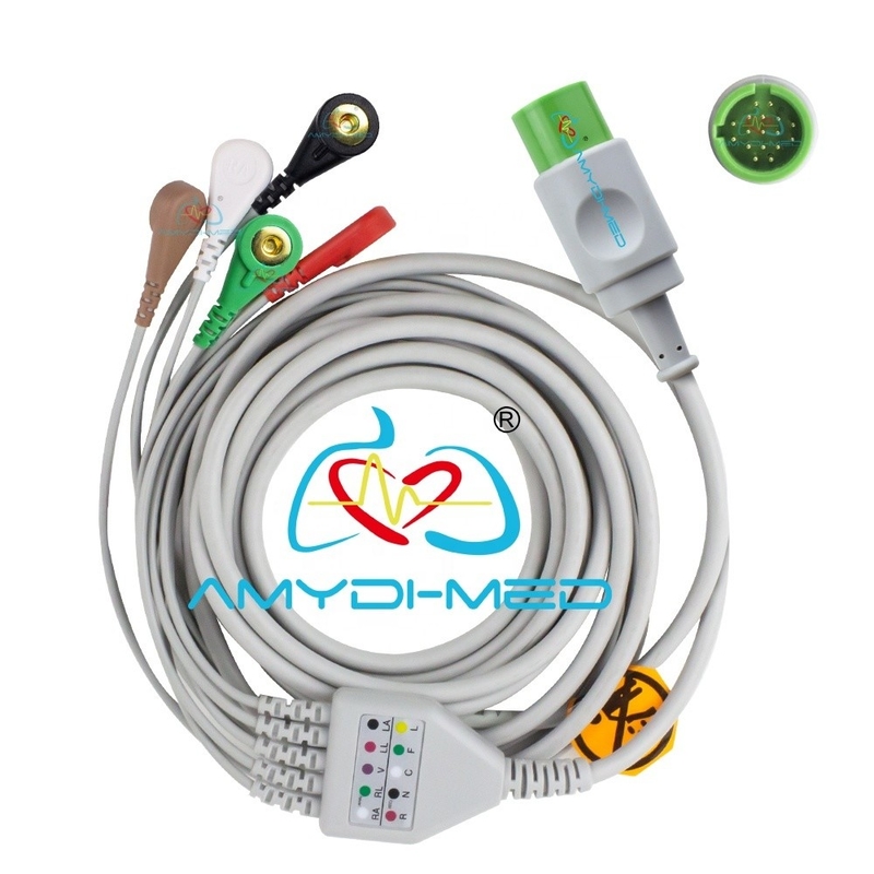 Hospital SPACELABS ECG Cable With Leadwire Round 17P 5 Lead Snap OEM