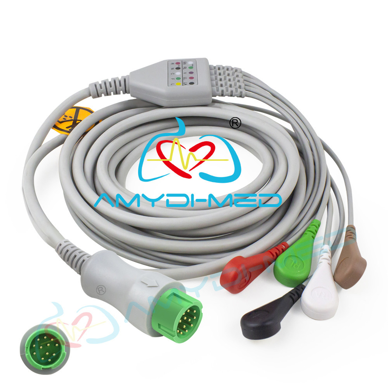 Medical Suppliers Cables for 12 Pin Mindray T5 T8 5lead Clip  Ecg cable with Lead Wire