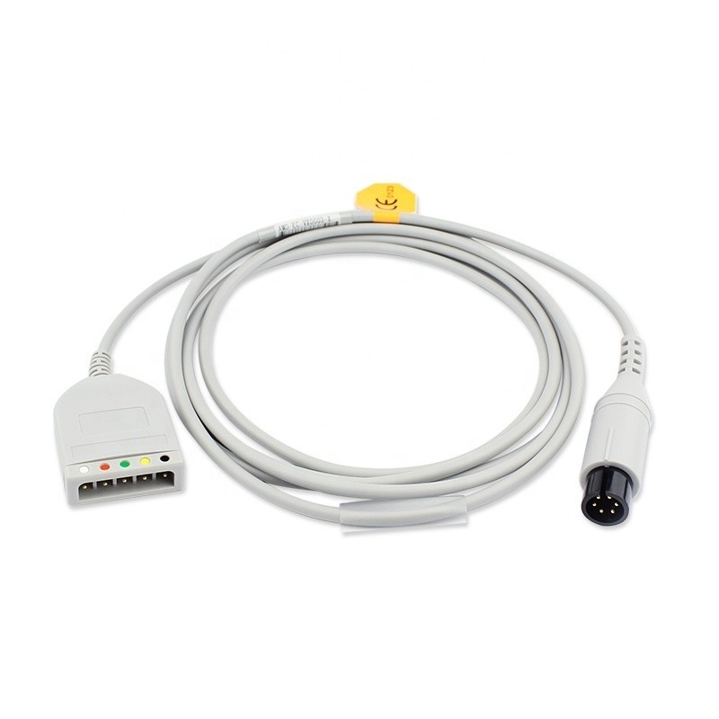 Medical ECG Truck Cable 5 Lead Yoke Grey 3 Years TPU ECG Cable for Medical Materials Accessories