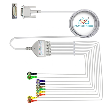 15 Pin Philips Ecg Cable 10 Lead Snap 2.4M TPU Jacket For Spo2 Machines