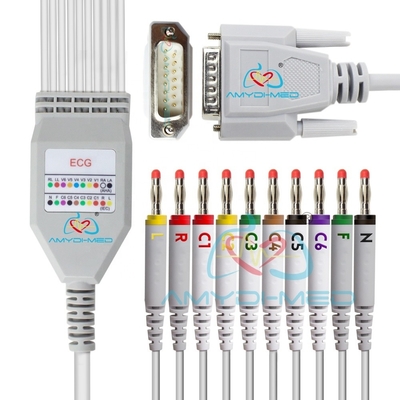 Class I Edan Smart SE3 10 Lead Ekg Wire With Leadwires 15Pins IEC Banana 4.0