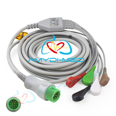 Medizinische Lieferantenkabel für 12-polige Mindray T5 T8 5-adrige Clip-EKG-Kabel mit Anschlussdrähten